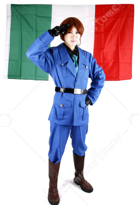ピンク・ブルー コススター Axis Powers ヘタリア イタリア 軍服風 コスプレ衣装 【男女XS〜XXXLサイズ 完全オーダメイドも対応可能】 