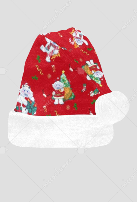 大人のフランネルクリスマス帽子雪だるまのスキーパターンユニセックスサンタ帽子クリスマス新年お祝いホリデーパーティー用品