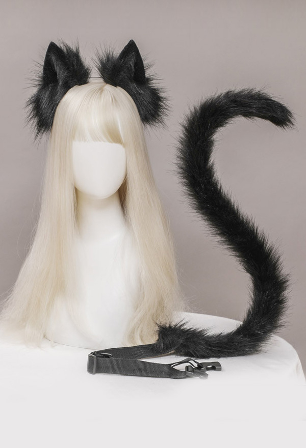 女性猫耳と尾 ロリータ 髪飾り ヘアクリップ コスプレアクセサリ