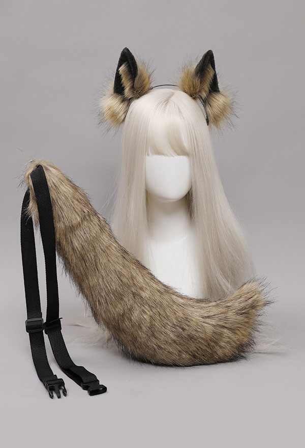 コスプレオオカミの耳飾りオオカミの尾の腰飾りハンドメイド動物の耳飾りアクセサリーセット