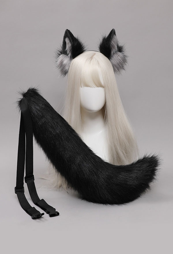 コスプレオオカミの耳飾りオオカミの尾の腰飾りハンドメイド動物の耳飾りアクセサリーセット