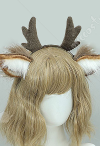 クリスマス かわいい ロリータ ヘッドバンド 鹿の角 毛皮のような獣耳 帽子 ヘアアクセサリー