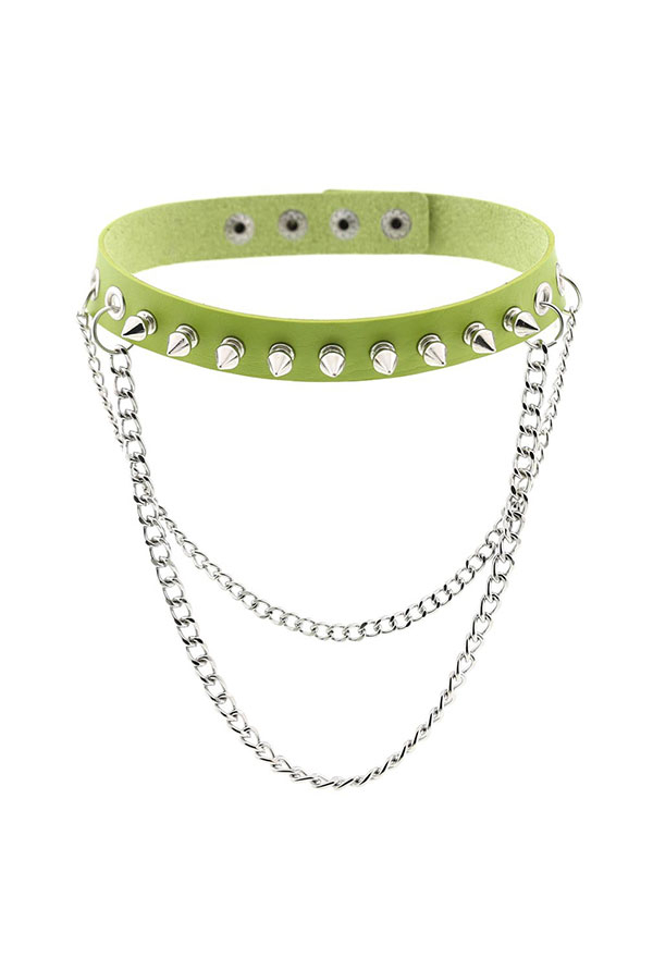 パンクゴシックスパイクリベットカラーネックバンドファッショントレンドハンドメイドレザーネックレス鎖骨ネックレス