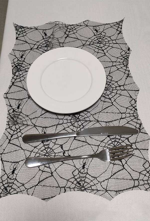 万圣节黑色蜘蛛网桌旗餐垫套装组合万圣节装饰