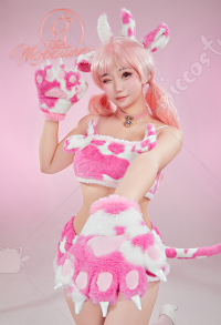 可愛い 乳牛 獣人 肉球 手袋 アクセサリー ピンク
