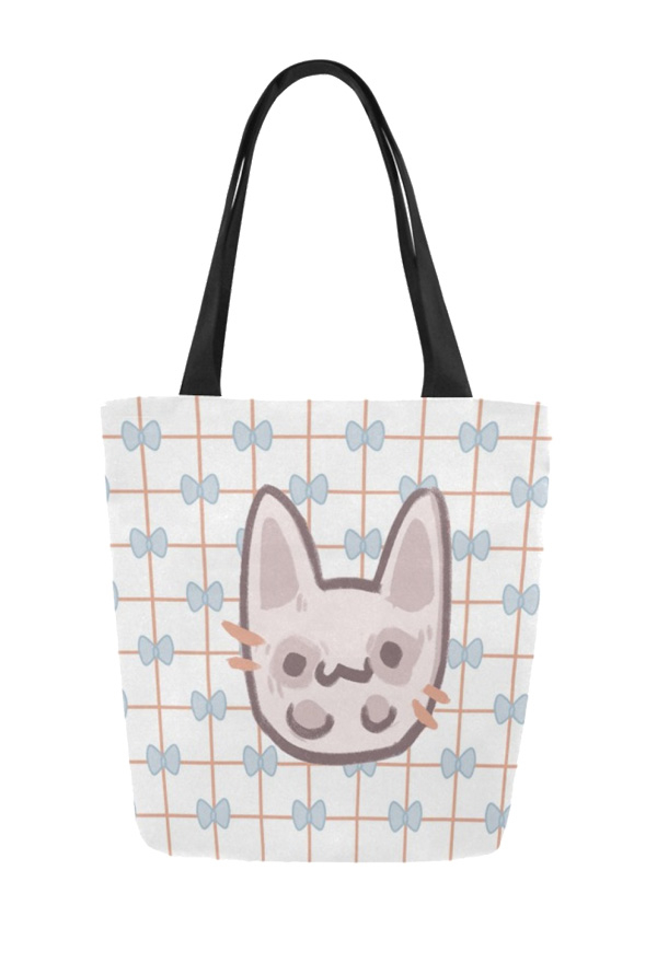 かわいいウサギのリボンプリントキャンバスバッグ再利用可能なショッピングトートバッグラージビーチバッグ