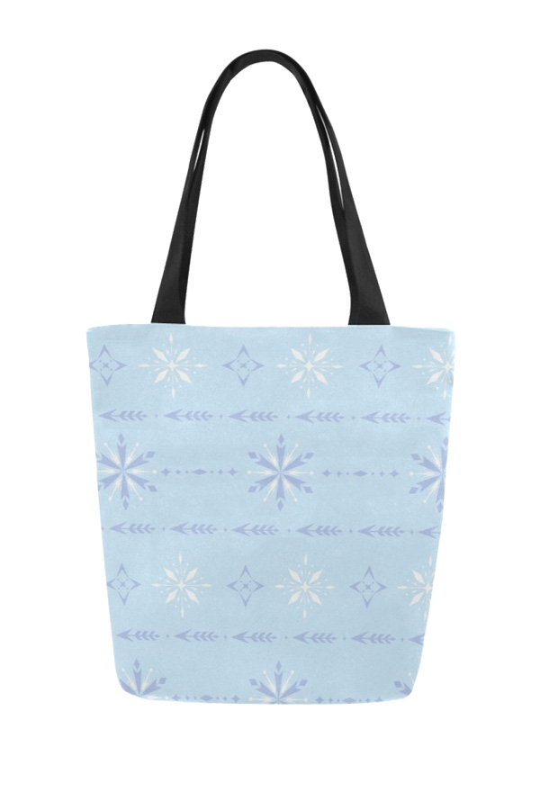 スノーフレークパターン キャンバスバッグ 再利用可能なショッピングトートバッグ ラージビーチバッグ