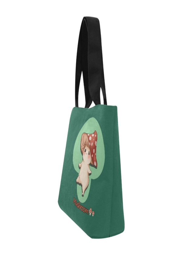かわいいキノコ人形キャンバスバッグ再利用可能なショッピングトートバッグラージビーチバッグ