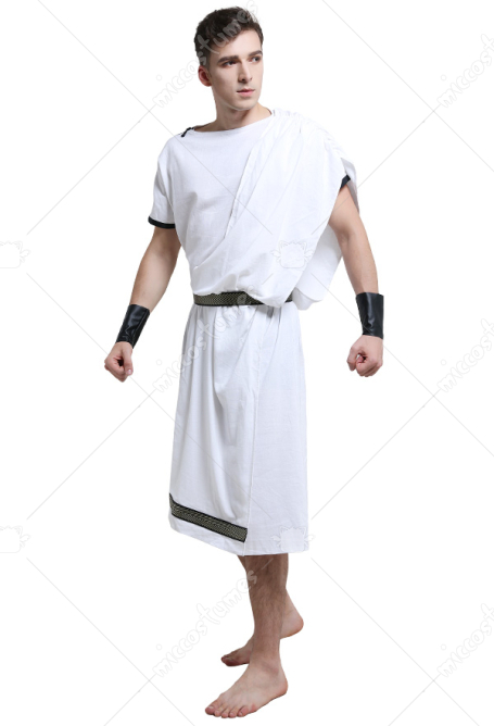 男性古代ギリシャローマ伝統的な民間人のローブフルセットコスプレ衣装