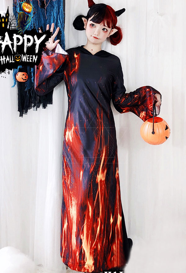 ハロウィン　地獄悪魔　コスプレ衣装　暗闇ゴシック魔女ドレス