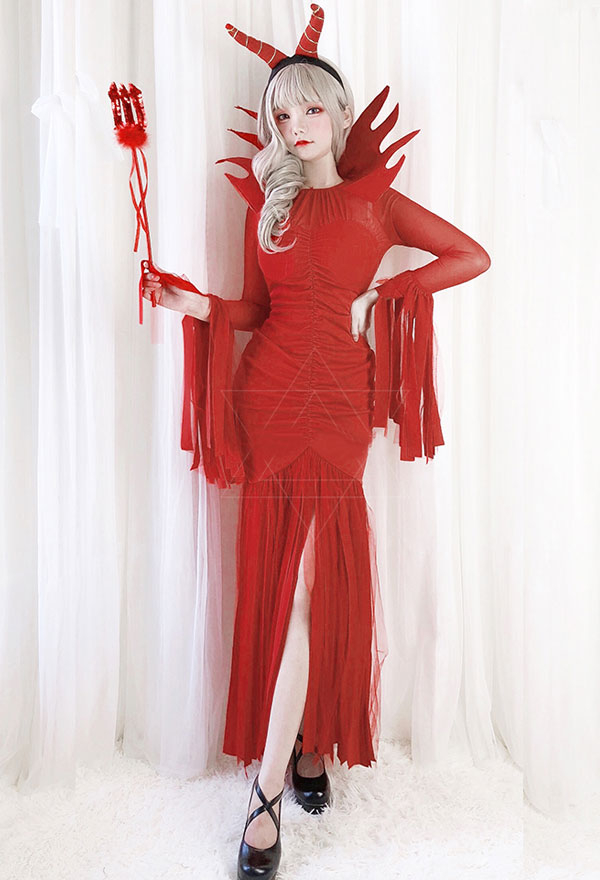 ハロウィン　吸血鬼女王悪魔　コスプレ衣装　セクシーな血ゴシック魔女タイトなドレス