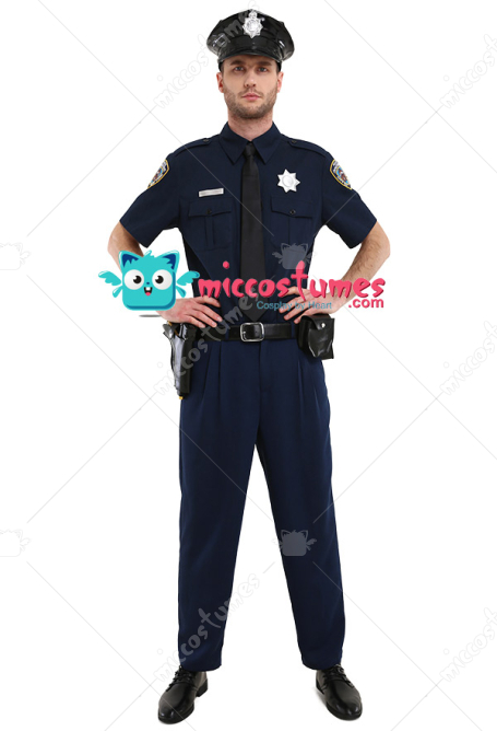 大人 警察官 コスプレ コスチューム 男性用 半袖 制服 帽子付き