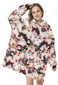 恶魔猫猫女款套头懒人毛毯服