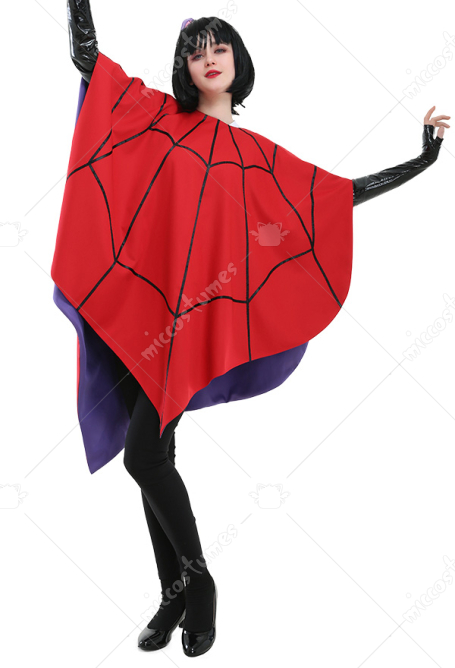 アニメーション ビートルジュース コスプレ コスチューム 赤い クモの網 マント 手袋付き