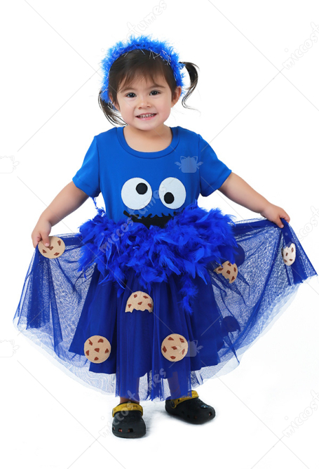 子供 ハロウィン コスプレ 衣装 ビスケット柄 ブルードレス