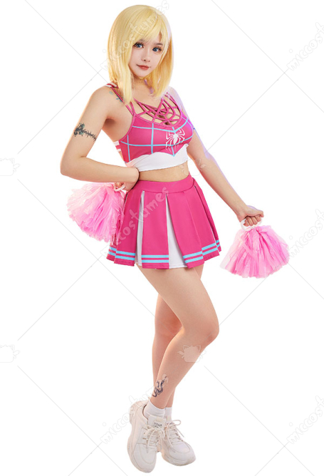 女性 ピンククモ柄 チアリーダー制服
