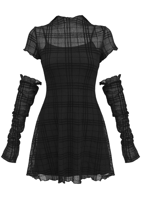 暗黒ゴシックチェックドレス