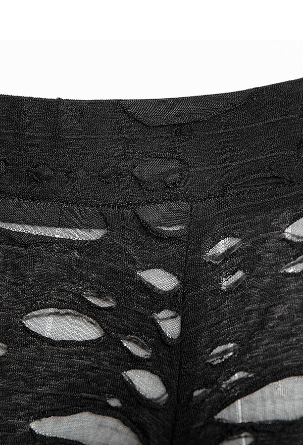 パンクレイブフィッシュネットデコレーションゴシックホールパターン破れたズボン壊れたメッシュレギンス衣装