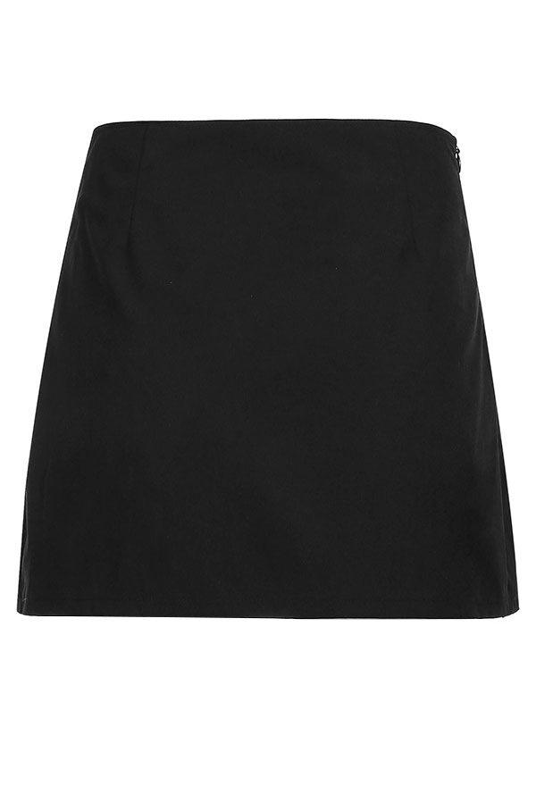 女性ゴシッククールダークスタイルピン装飾グリッドパターンサイドハイスリットスカート
