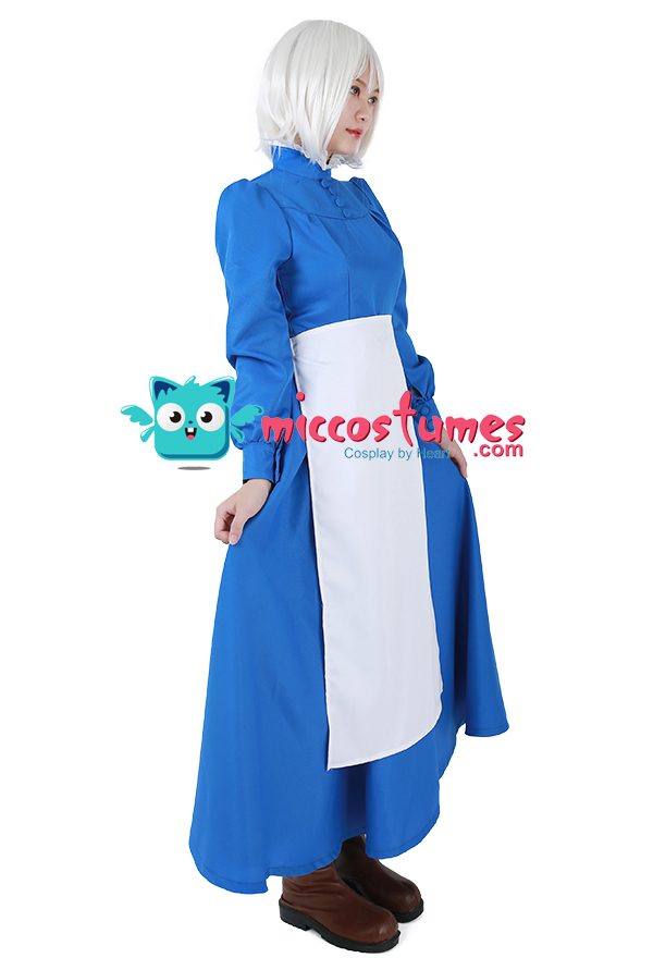 ハウルの動く城 ソフィー コスプレ 衣装  青色 ドレス