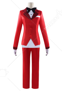 Hell Hotel Charlie Cosplay Costume Red Suit Shirt and Coat with Trousers and Gloves