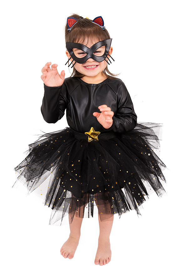 子供 ハロウィーン 黒猫 コスプレ 衣装 ワンピース 耳と尾を含む