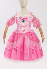 ピーチ姫 コスプレ 子供 短い袖ドレス