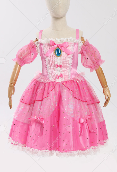 ピーチ姫 コスプレ 子供 短い袖ドレス