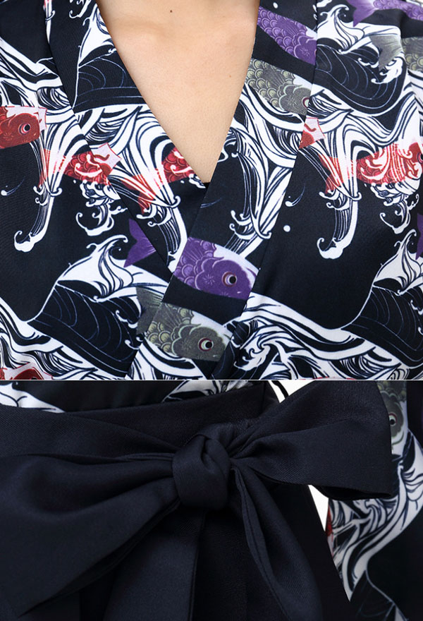 日本　着物　浴衣　スタイル　鯉のぼり　印刷　羽織　スカート