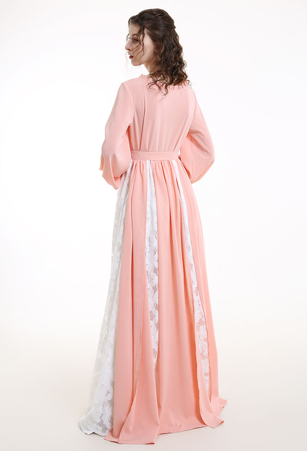 中世シフォンピンク色ドレス