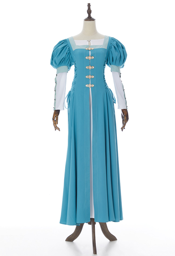 中世 エルフ 妖精  青緑色 ワンピース コスプレ 衣装