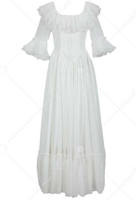 中世 ロココスタイル マリー・アントワネット コスプレ ドレス 白色