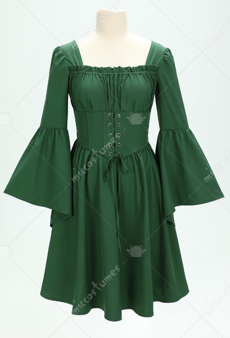 中世 ルネサンス コスプレ ドレス 緑色