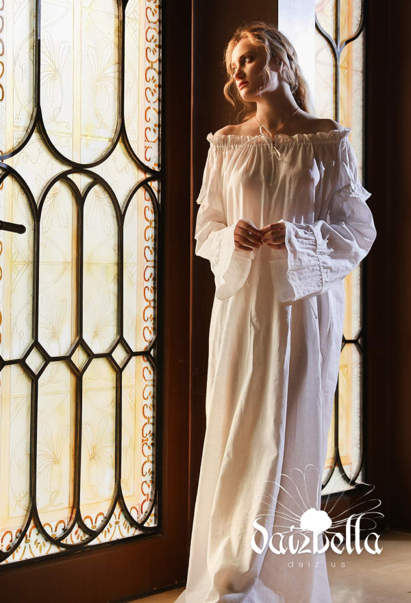 甘いシリーズ　中世のルネッサンスコットンとリネンのペチコート、レトロなランジェリースカート、調節可能なネックラインのナイトドレス