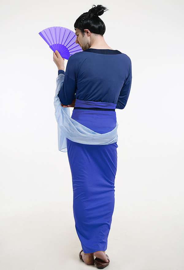 木蘭　コスプレコスチューム　中国風ハロウィーン男子用青い色ドレス