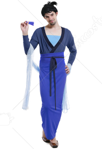 木蘭　コスプレコスチューム　中国風ハロウィーン男子用青い色ドレス