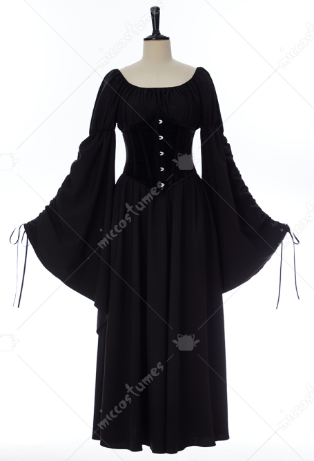 中世 魔女 黒い ワンピース コスプレ 衣装