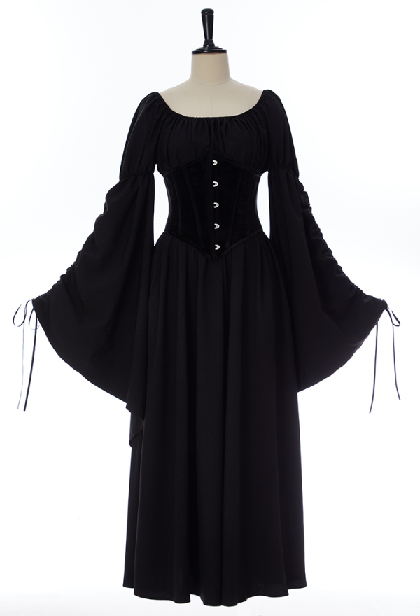中世 魔女 黒い ワンピース コスプレ 衣装