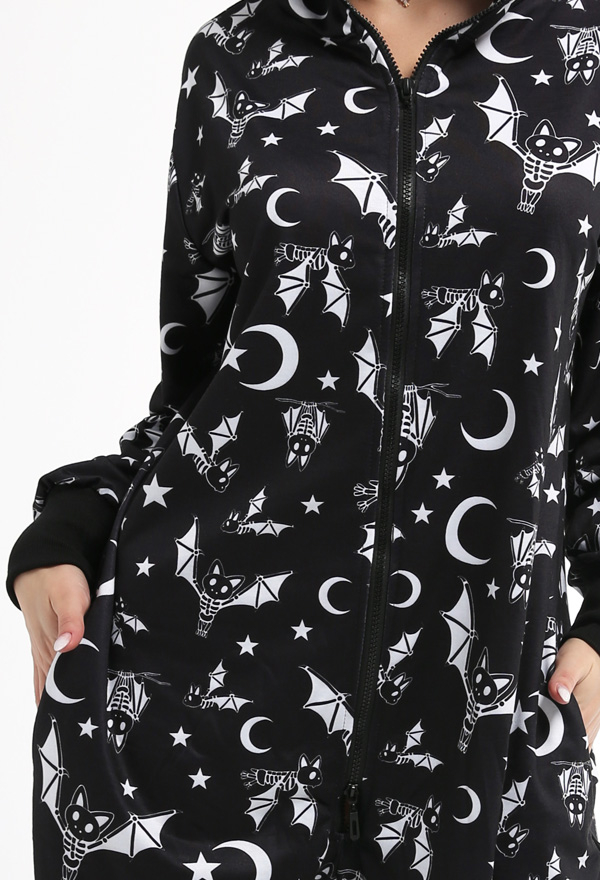 ハロウィン コスプレ 衣装 コウモリと月柄 パジャマ