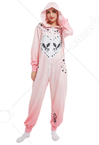 ハロウィンダークスタイル漫画バットパターン長袖フード付きジッパー着用ワンシーパジャマジャンプスーツワンピースパジャマコスチューム衣装