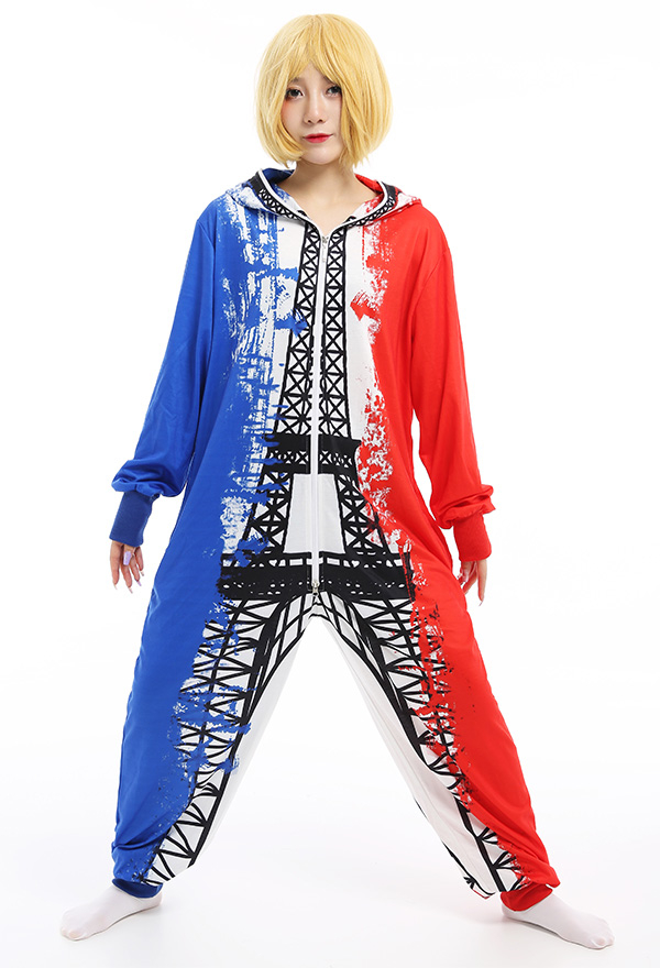 ハロウィン コスプレ 衣装 フランスの国旗柄 パジャマ