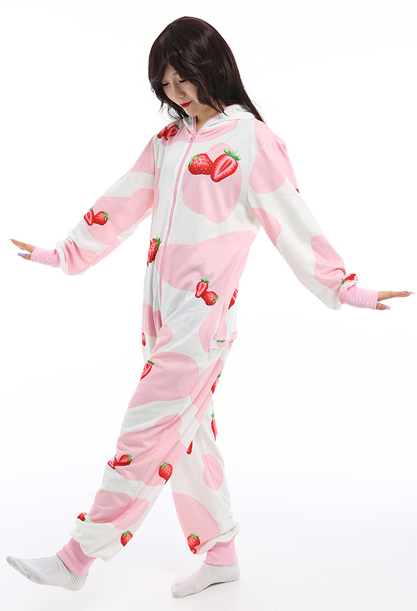 ハロウィン コスプレ 衣装 シルク苺柄 パジャマ