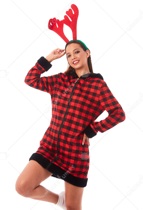 クリスマス コスプレ パジャマ 赤黒色 チェーク柄