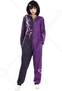 紫色 蜘蛛の巣柄 パジャマ