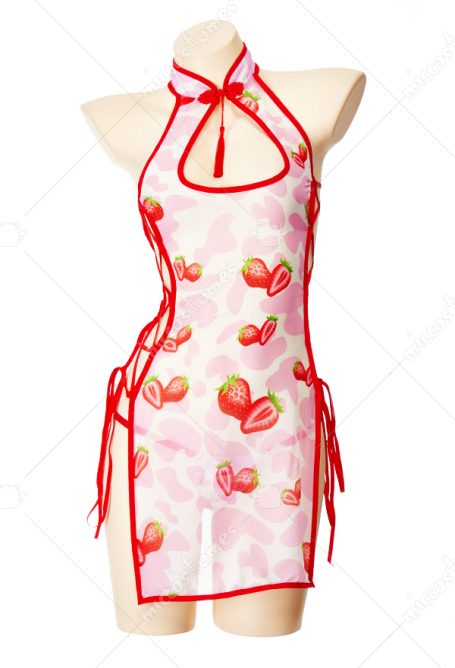 苺柄 チャイナ ドレス 下着