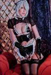 Gothic Maid Sexy Lingerie Set Halter Top Apron with Corset and Stockings