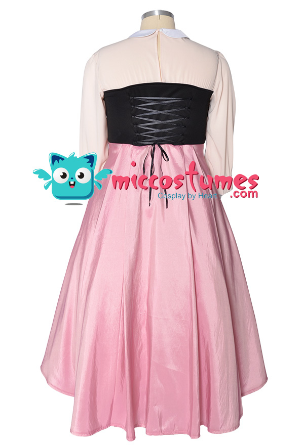 オーロラ姫に触発された プラスサイズ パープル ピンク プリンセス がルーズ ドレス コスプレ 衣装 コルセットとケープ付き