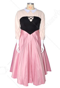 オーロラ姫に触発された プラスサイズ パープル ピンク プリンセス がルーズ ドレス コスプレ 衣装 コルセットとケープ付き