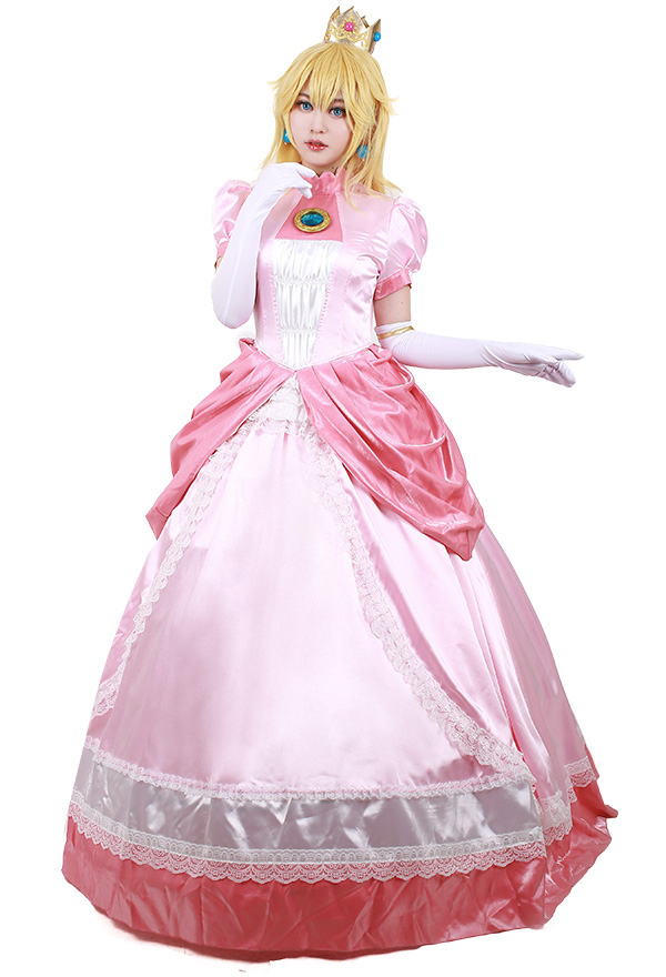 ピーチ姫 コスプレ 衣装 スーパーマリオ コスプレ 高品質 ドレス 販売