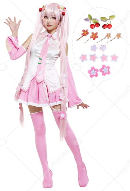 桜ミク コスプレ 衣装 ピンク色　制服
